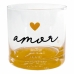 Copo de Whisky Vidro Allmix Cylinder Rocks Love Gold 305 ML Amor Incolor