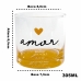 Copo de Whisky Vidro Allmix Cylinder Rocks Love Gold 305 ML Amor Incolor