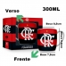 Caneca Porcelana Premium BrasFoot Flamengo 300 ML Urban Licenciada Branco