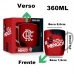 Caneca Porcelana Premium BrasFoot Flamengo5 360 ML Urban Licenciada Branco