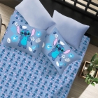 Jogo de Cama Portallar Casal Joy Malha Mista Estampado Disney Stitch 3 Pçs Azul