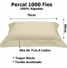 Fronha Buettner Percal 1000 Fios 4 Abas de 7cm Pespontada 50cmx70cm Nude